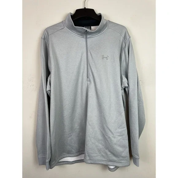 Under Armour ColdGear Quarter Zip Men 3XL Gray Loose Long Sleeve Pullover Fleece - Picture 2 of 8